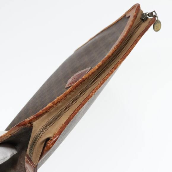 CELINE Macadam Canvas Clutch Bag Pvc Leather Brown Gold - Picture 5 of 16